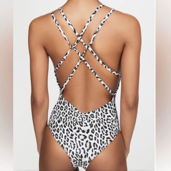 Peixoto Isla One Piece Leopard Criss Cross Back Swimsuit NWT Size Extra Large - Picture 2 of 7